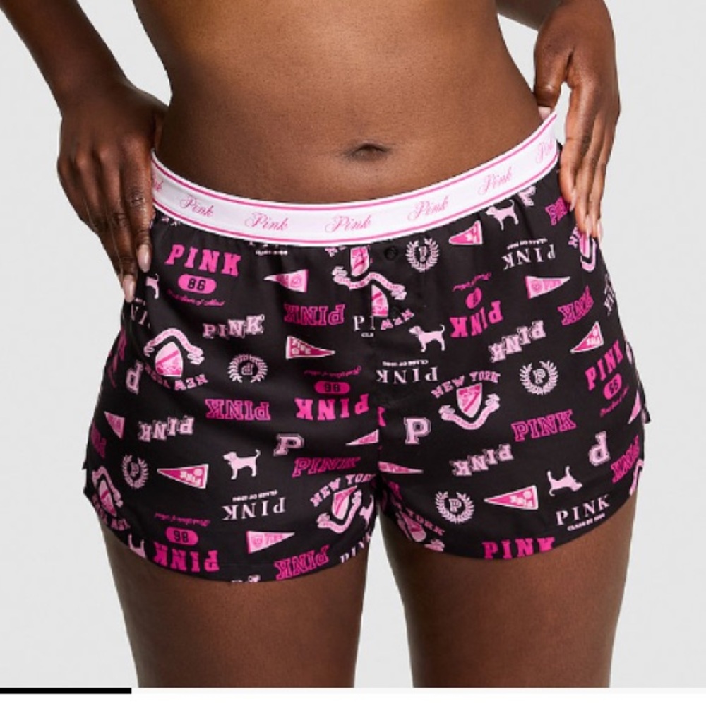 🔥LAST ONE! VS Pink Y2K style silky sleep boxy shorts pjs sz M NWT